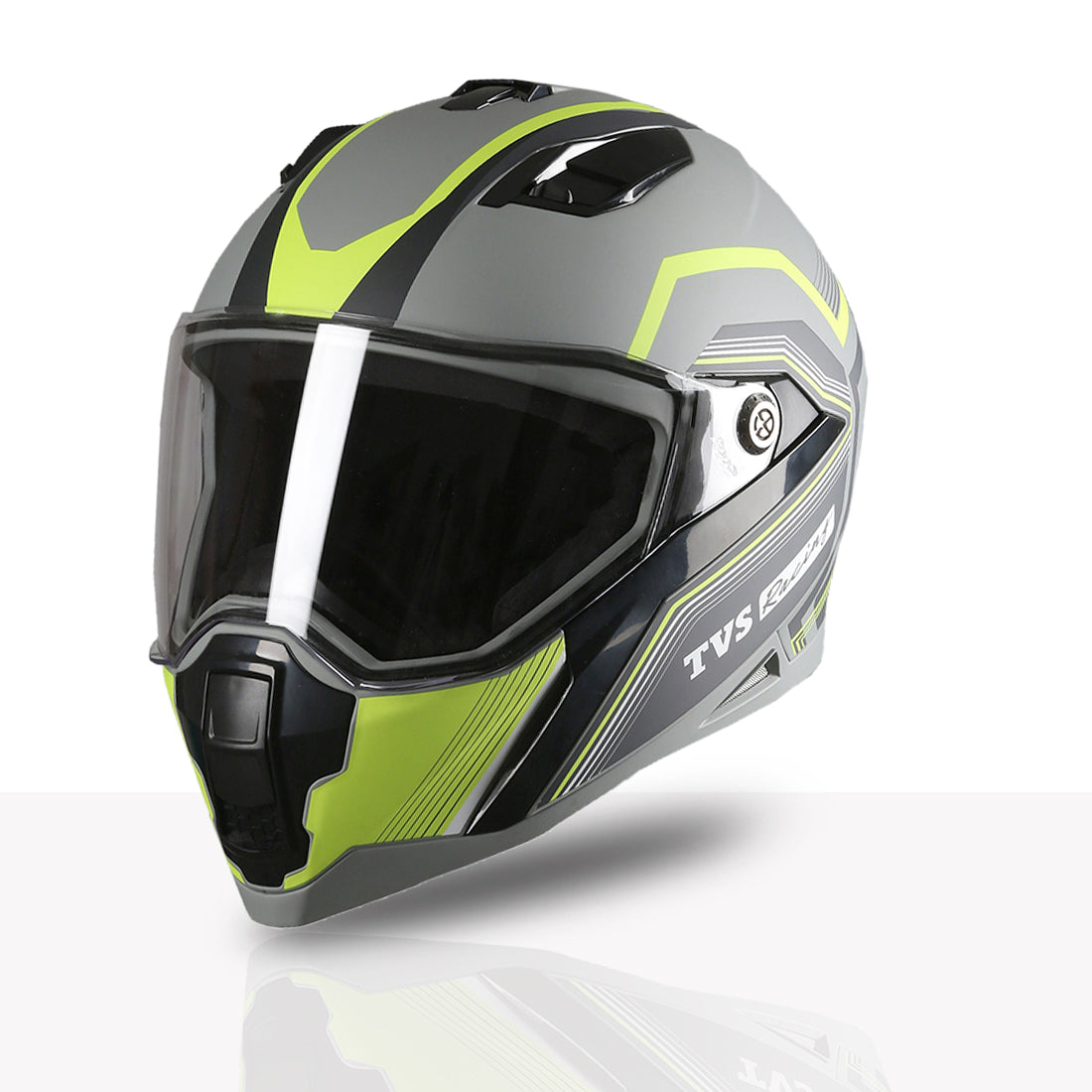 TVS Racing Anti Matter Full Face Helmet for Bike & Motorcycle Riders #-DOT & ISI Certified-Lightweight ABS Shell, UV Resistant-Ventilated Comfort Liner, Quick-Release Visor & Chin Strap